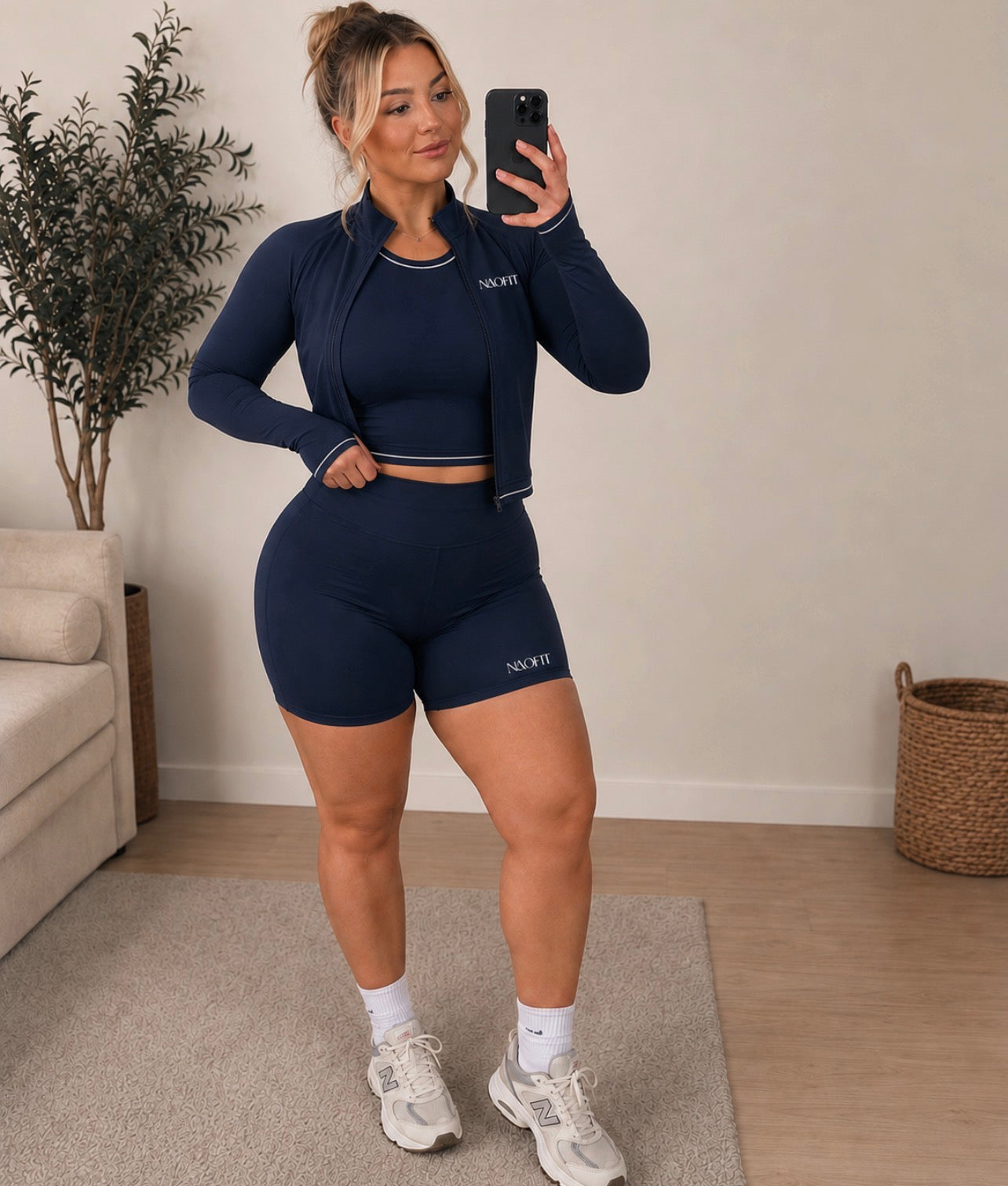 Set Élite Veste Zippée, Crop Top & Short Cycliste Marine